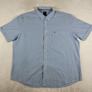 James Pringle Short Sleeve Button Down Shirt Men's 2XL Blue‎ Striped Casual